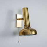Set of three brass adjustable wall lamps