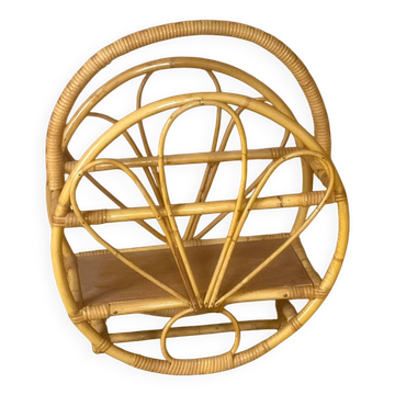 Vintage rattan magazine rack