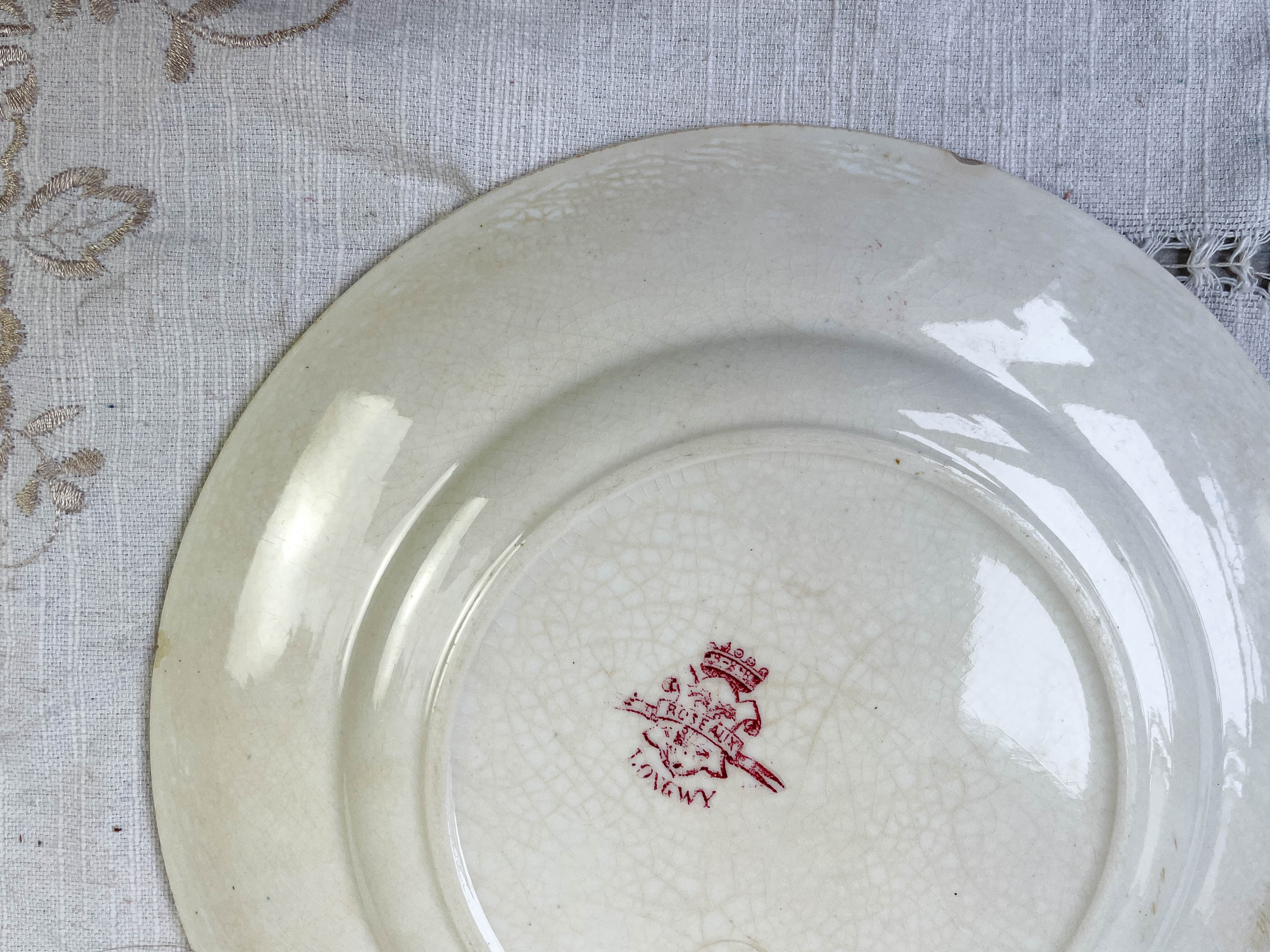 6 flat plates red iron earth longwy "reeds"