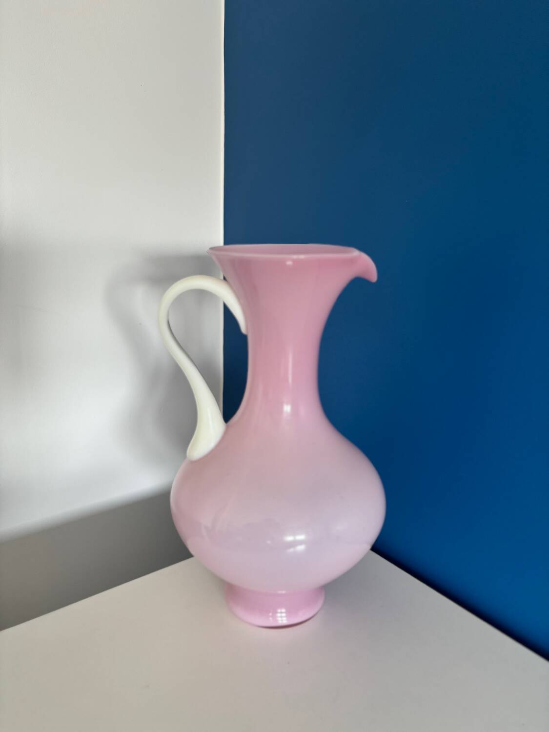 Vintage pink opaline vase / Vintage Pop Color pitcher vase / d