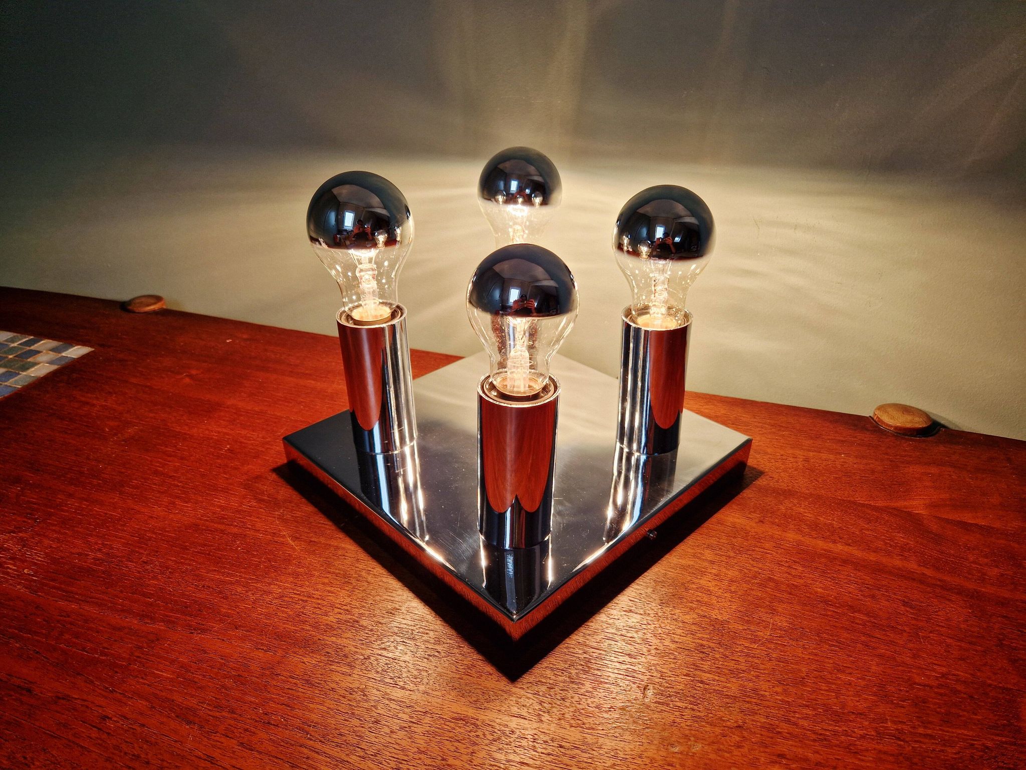 Space Age ceiling light in chrome metal, 1970s