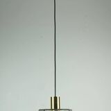 1960s 70s glashuette limburg PENDANT LAMP clear glass shade and brass
