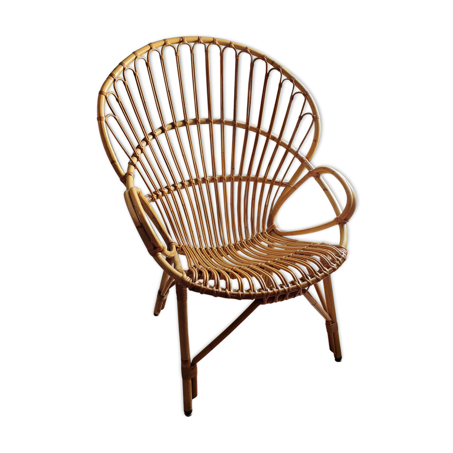 60's rattan fan chair
