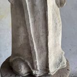 Set of two natural white plaster sculptures by Walter De Buck — figurative folkloric pair