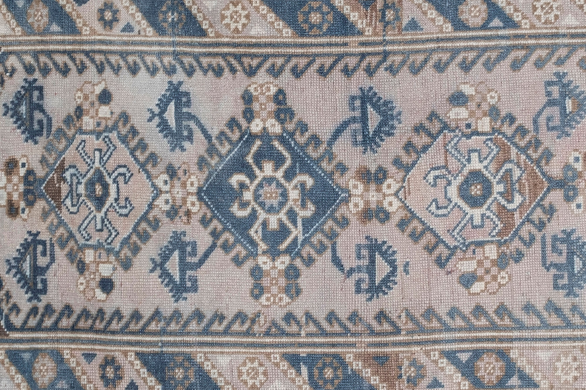 Distressed turkish oushak blue rug 110 x 181 cm
