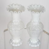Baroque vases in white opaline