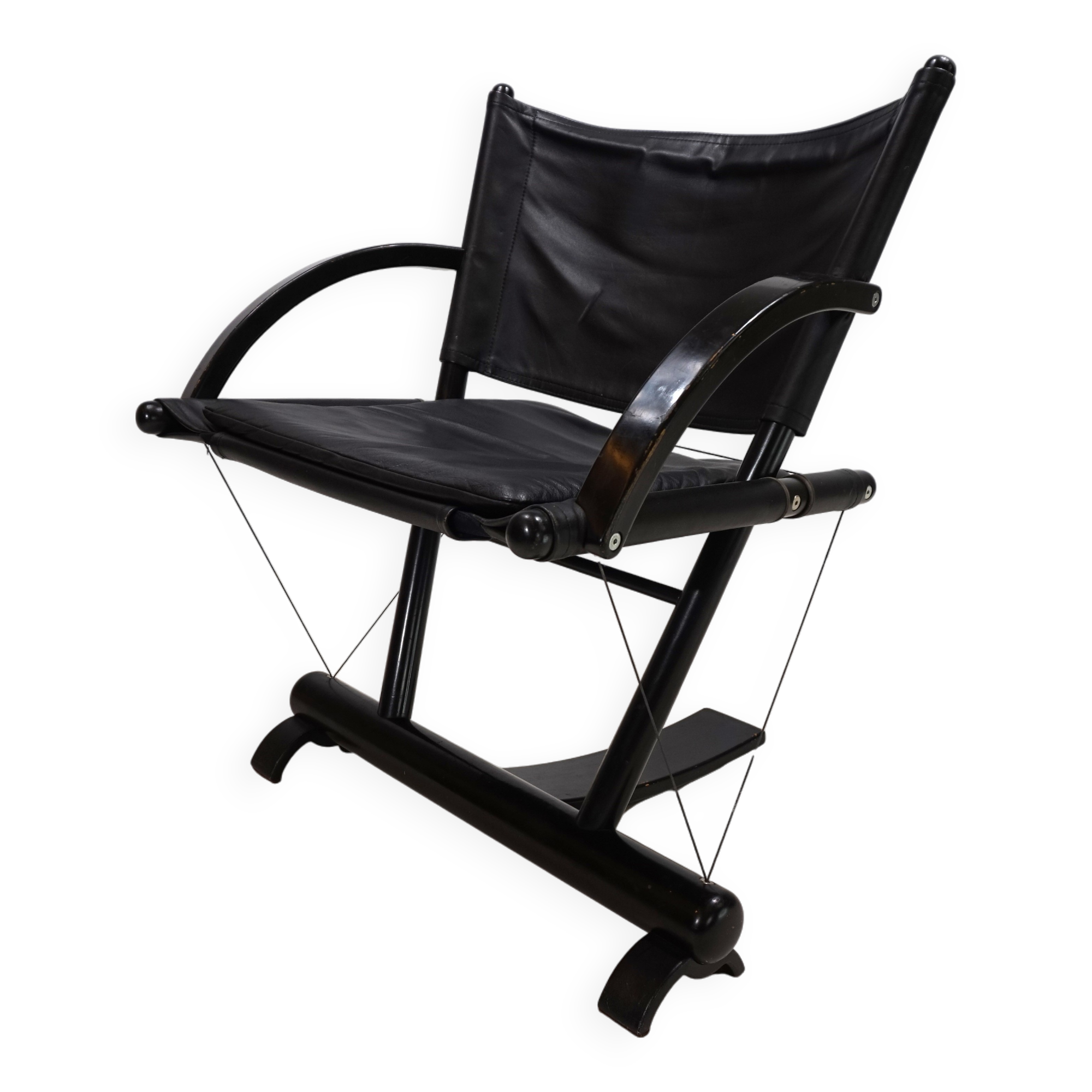 Fauteuil lounge en cuir Weishäupl Werkstätten String, 1980