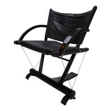 Fauteuil lounge en cuir Weishäupl Werkstätten String, 1980