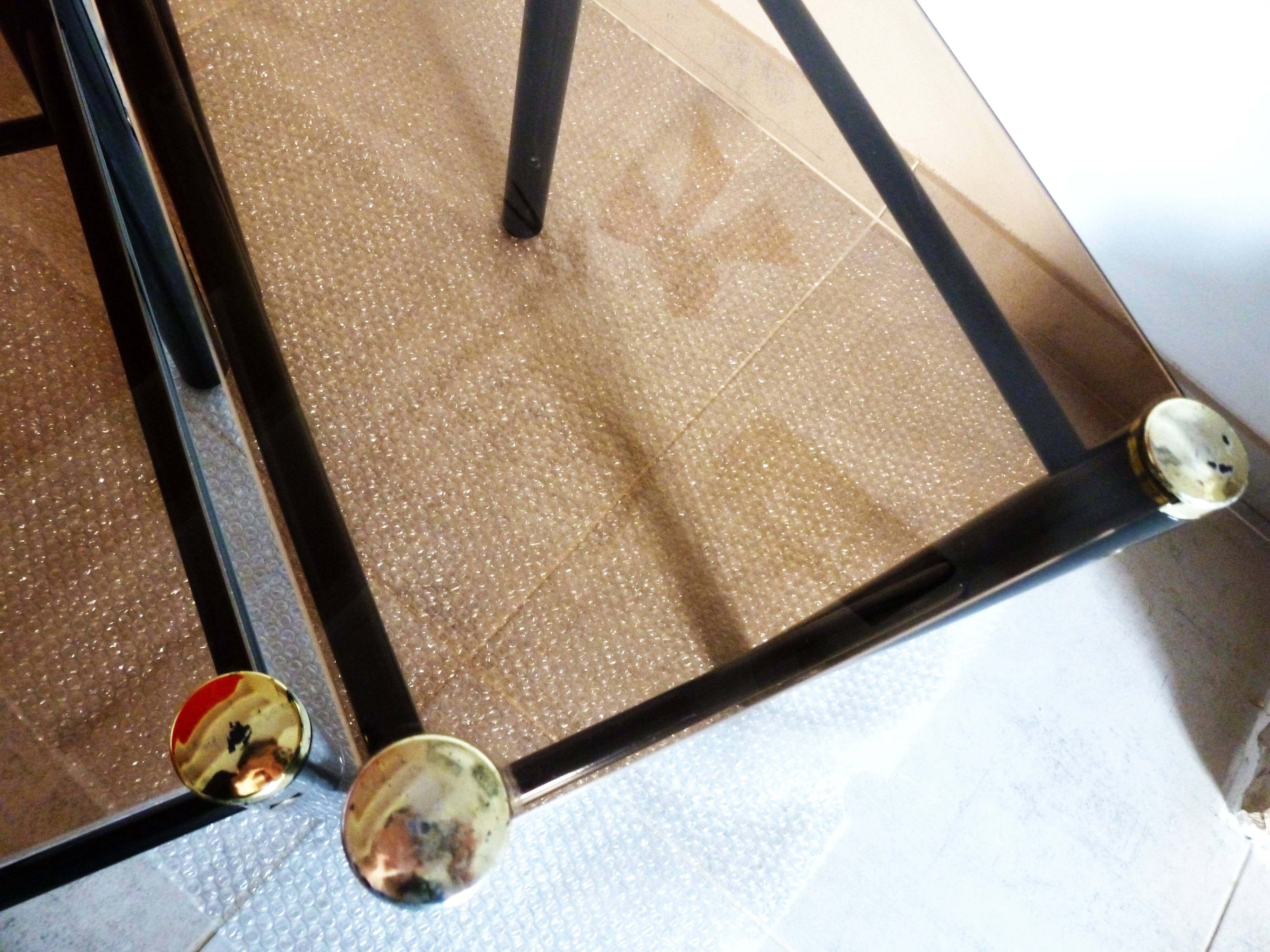 2 glass and chrome side tables, glass and metal coffee tables