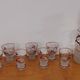 Glasses and carafe decorated with red Christmas reindeer and white granita 60's