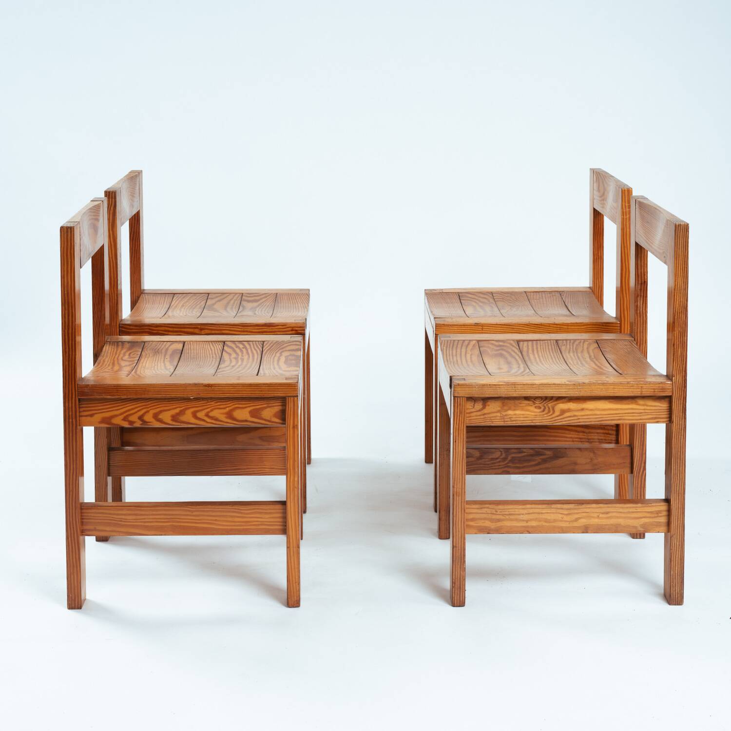 Minimalist vintage pine dining chairs with visible joints,The Netherlands,