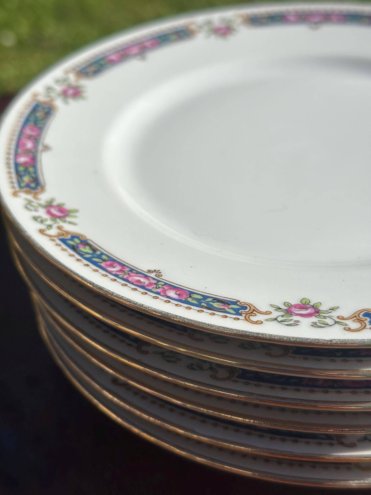Set of 6 dessert plates in Limoges porcelain, Bernardaud & Co, dec