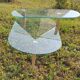 Table basse verre avec plateau  pivotant pied fuseau bois 100x50 hauteur 40 et 30cm