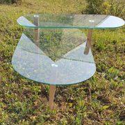 glass coffee table with swivel top spindle foot wood 100x50 height 40 and 30cm