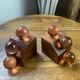 Wooden bookends and spherical glass balls