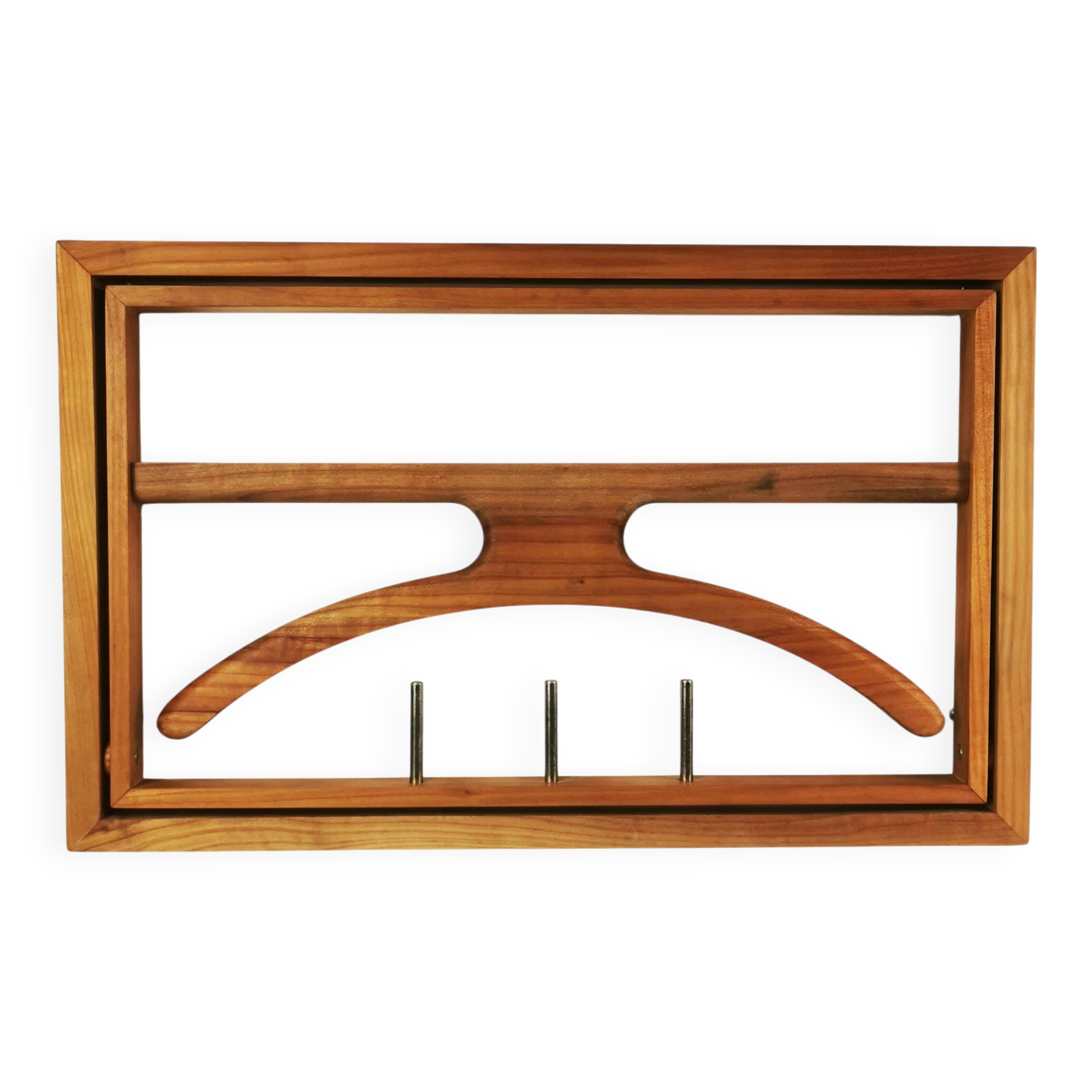 Modernist extendable wall coat rack, Denmark 1970s.