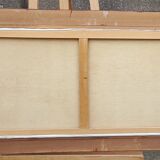 Framed oil on canvas signed Le Mennec fishing boats in Brittany 50 x 100 cm