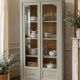 Renovated Art Deco display cabinet in grey-green.