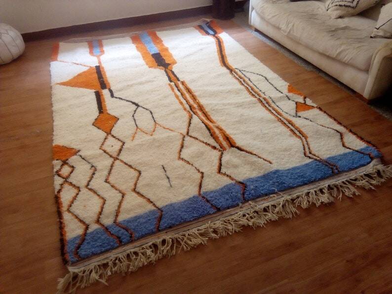 Handwoven Moroccan rug - Beni Ouarain style - orange pattern - wool - 280 x 190 cm
