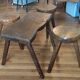 Brutalist living room / coffee table + 3 stools / design 20th
