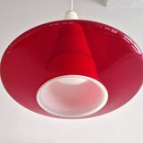 Red and opaline glass pendant lamp, 1960's