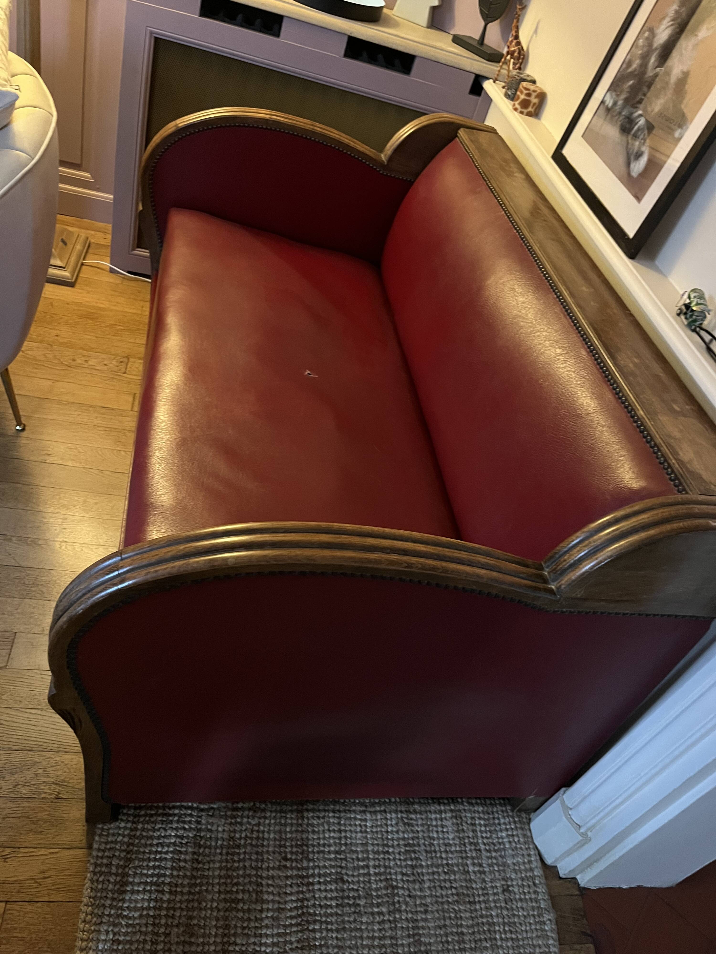Leather and wood lounge from the 1950s.