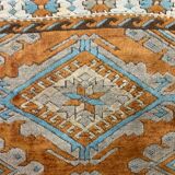 Old Turkish Rug 158x125 cm Vintage Oriental Rare Carpet Blue Brown Beige