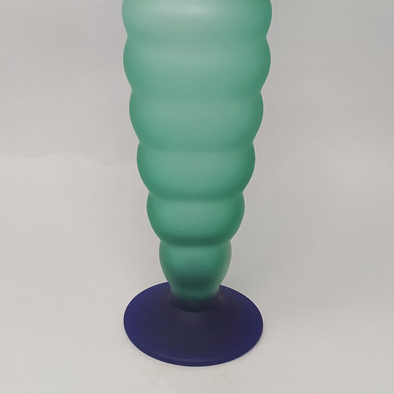 1970s Astonishing Green and Blue Bottle in Murano Glass By Michielotto