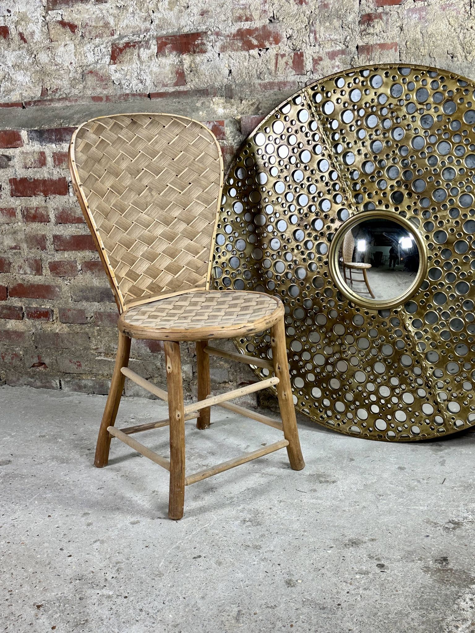 Miroir soleil en métal  doré Diam 100 cm