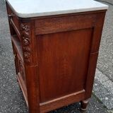 Solid oak and marble bedside tables