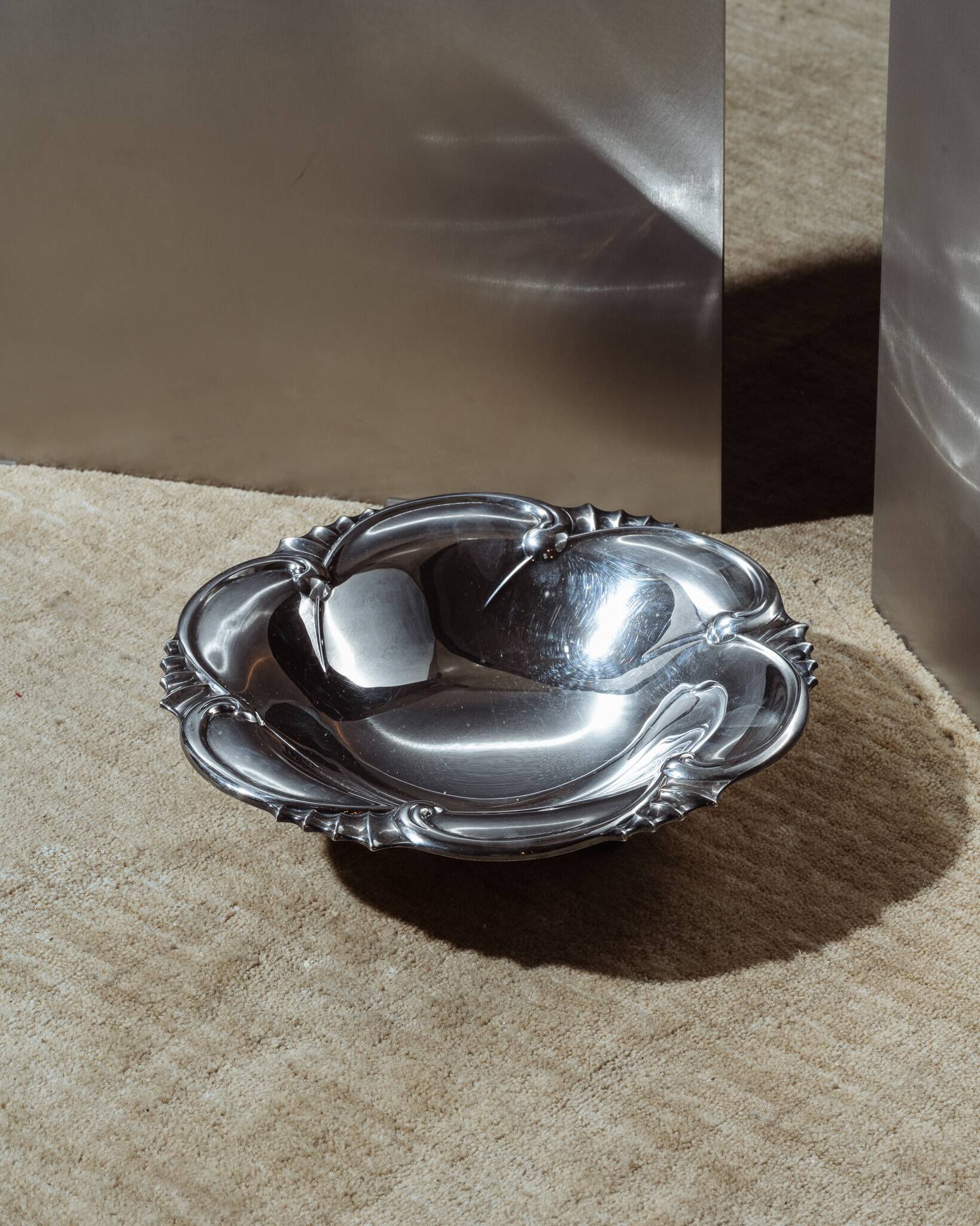 Silver metal basket, 1950s