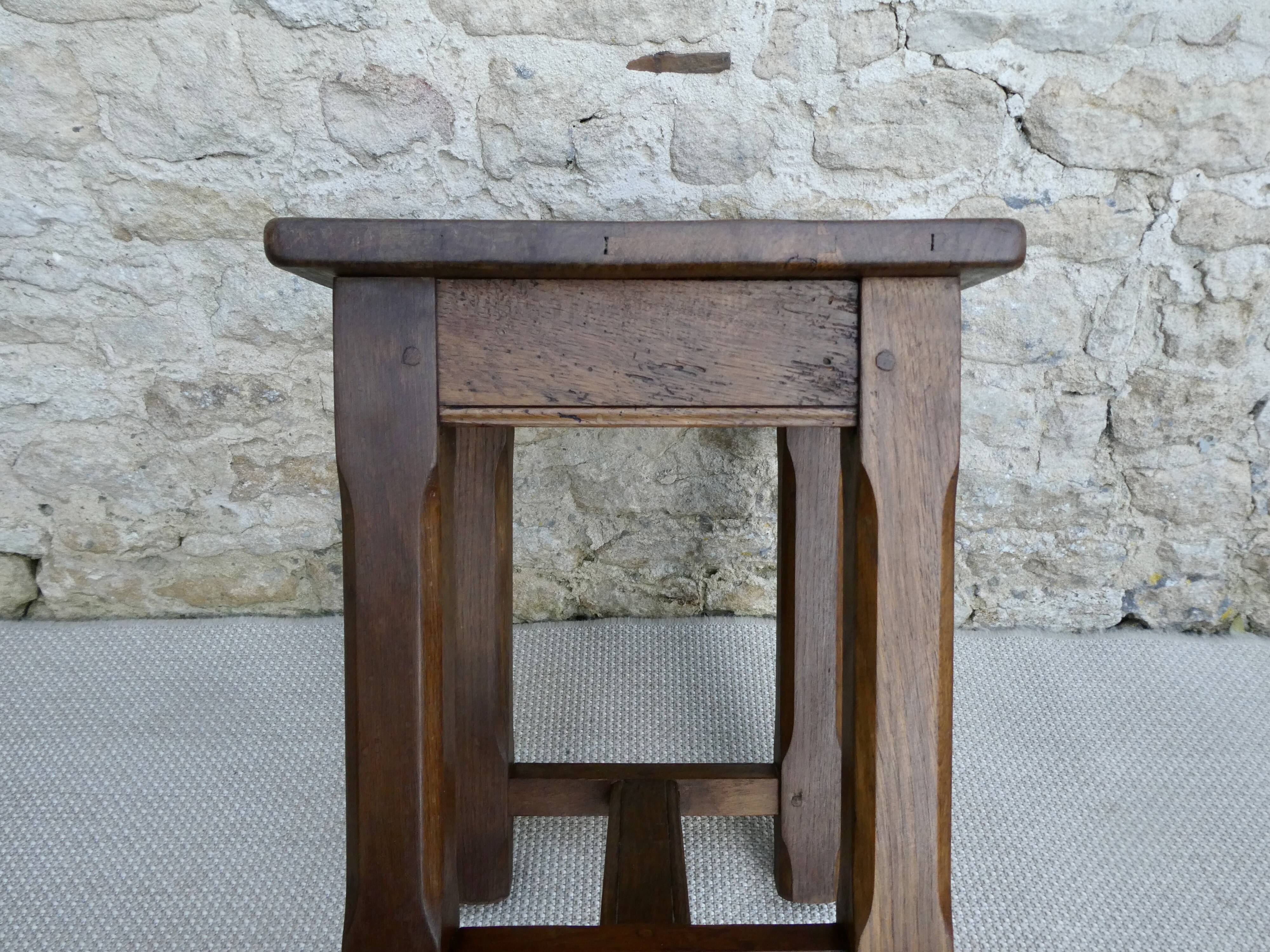 Set of 4 solid wood stools, bistro, 60s