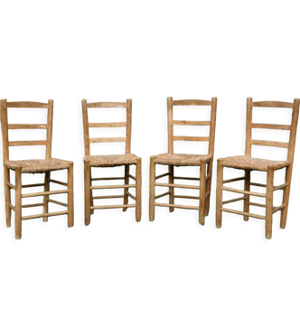 Lot de 4 chaises paillées