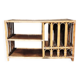 Old large hi-fi / vinyl cabinet in rattan