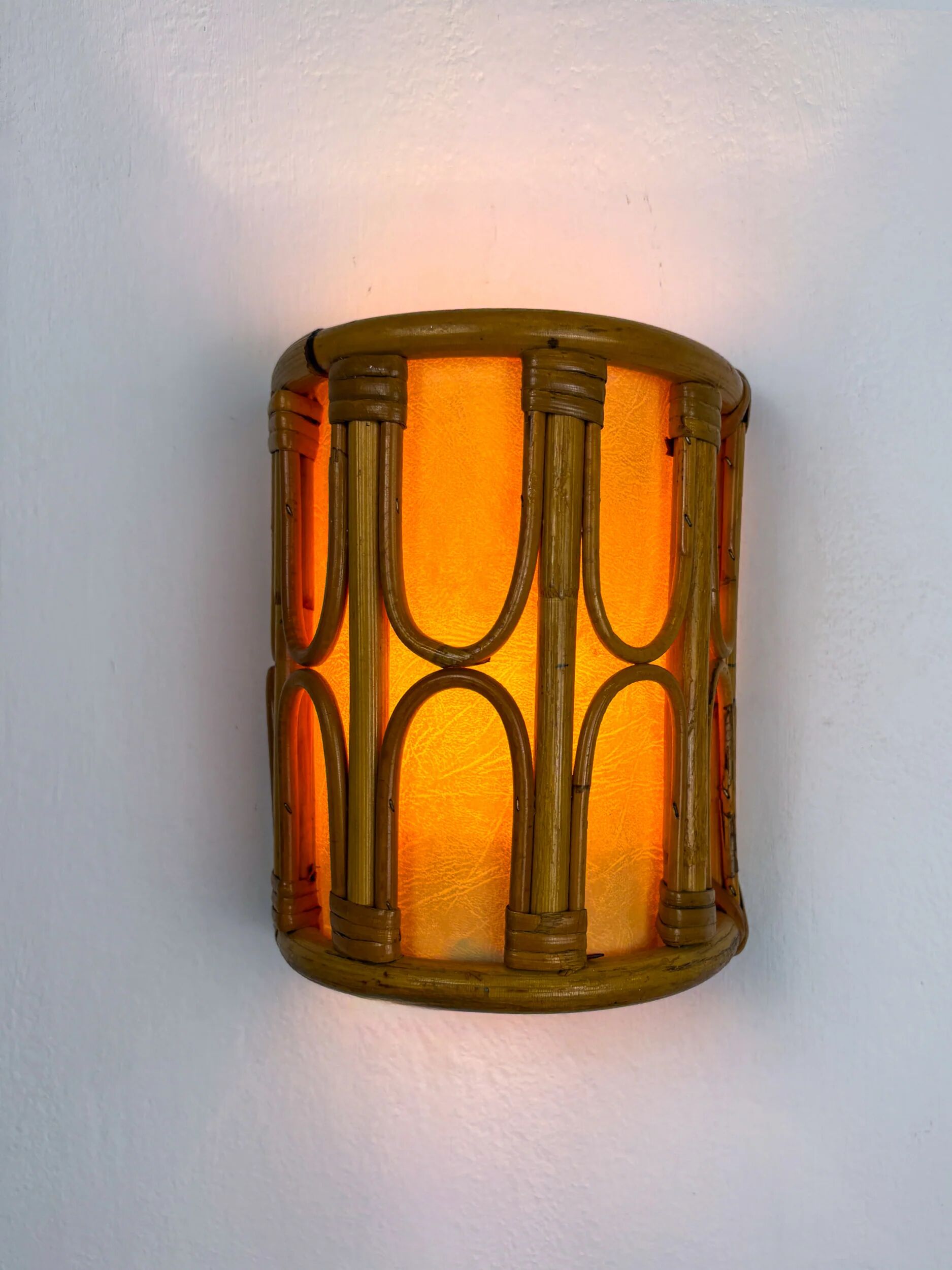 Mid-century rattan wall sconce, Italy, circa 1960s