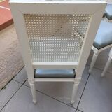 6 Louis XVI style chairs with canned back and leather seat
