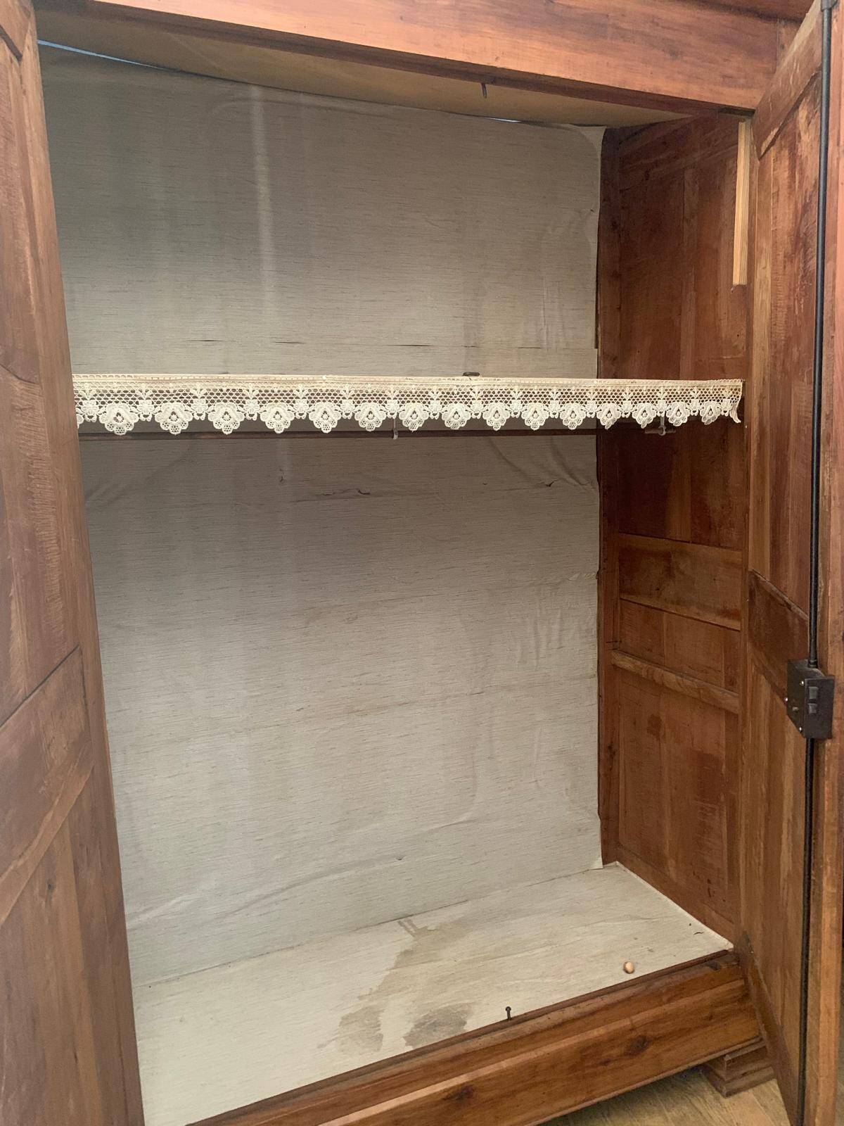 Large solid cherry wood wardrobe with ivory hardware