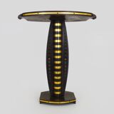 Art Deco style side table in beech and gilded metal. 1960s