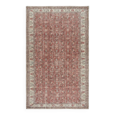 Vintage Handmade Turkish Red Wool Area Rug with Floral Design for Home and Office Decor