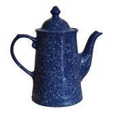 Pitcher or teapot enamelled vintage speckled blue