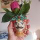 Set of 2 Sicilian vases ceramic heads of caltagirone