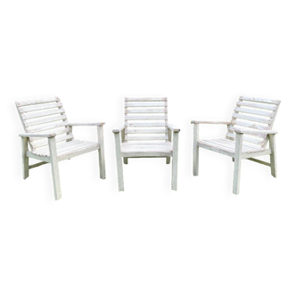 Set of 3 garden armchairs, 1950