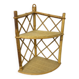 Vintage rattan corner shelf to hang