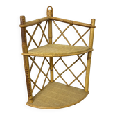 Vintage rattan corner shelf to hang