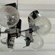 Suspension vintage 5 feux, verre et chrome