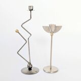 Pair of stainless steel candle holders 80s
