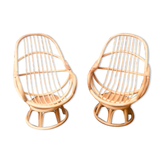 Set of two rattan swivel chairs