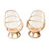 Set of two rattan swivel chairs