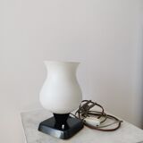 Mid Century Opaline Glass Table Lamp: Retro Bedside Lighting, 1960s Yugosla