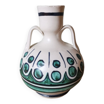 Vase en céramique vintage peint à la main motif